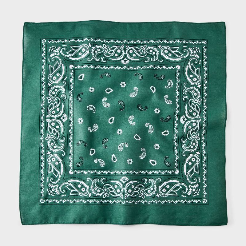 slide 1 of 4, Cotton Paisley Border Bandana Scarf - Universal Thread™ Green, 1 ct