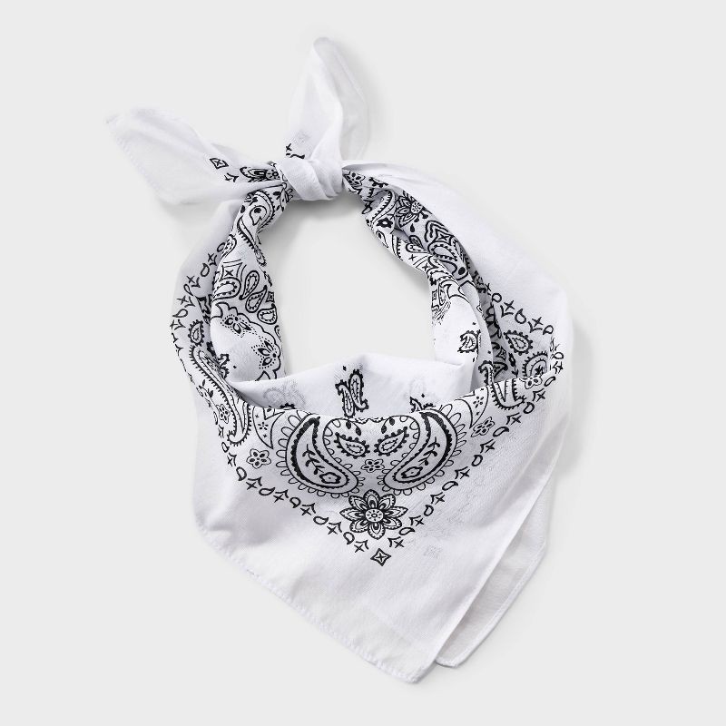 slide 2 of 4, Cotton Circular Pattern Paisley Bandana Scarf - Universal Thread™ White, 1 ct