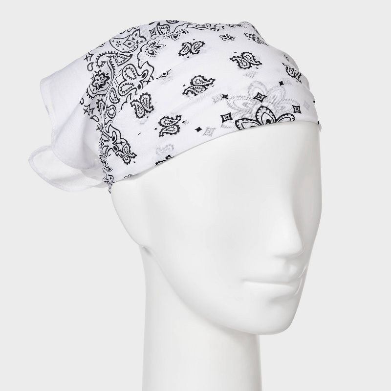 slide 3 of 4, Cotton Circular Pattern Paisley Bandana Scarf - Universal Thread™ White, 1 ct