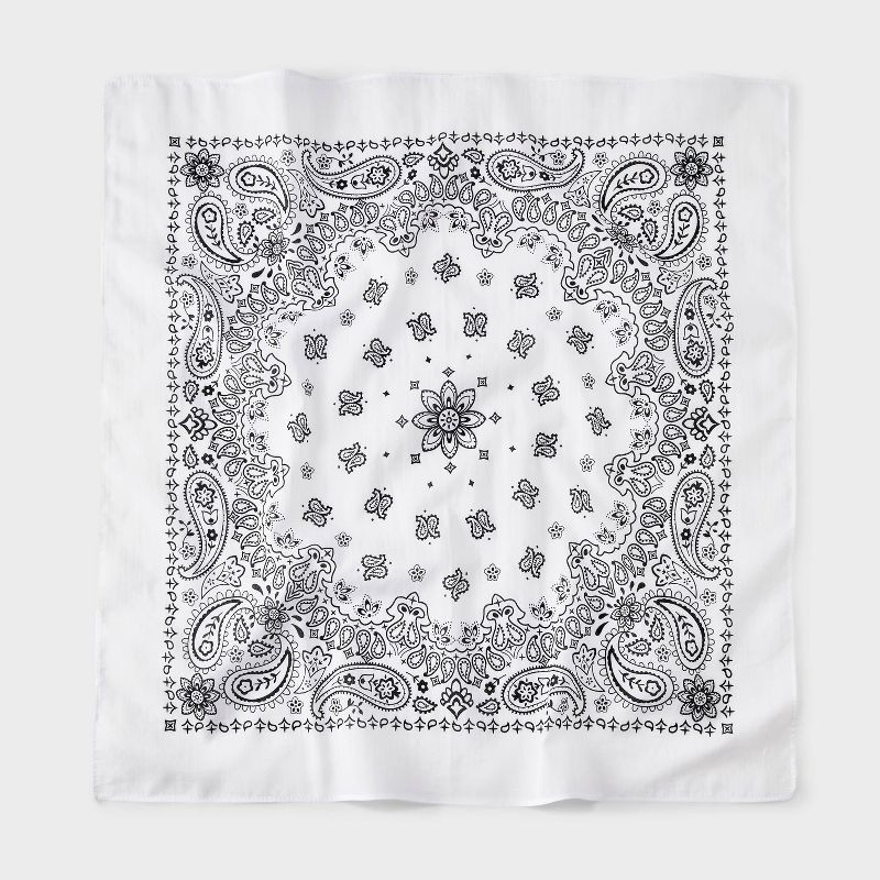 slide 1 of 4, Cotton Circular Pattern Paisley Bandana Scarf - Universal Thread™ White, 1 ct