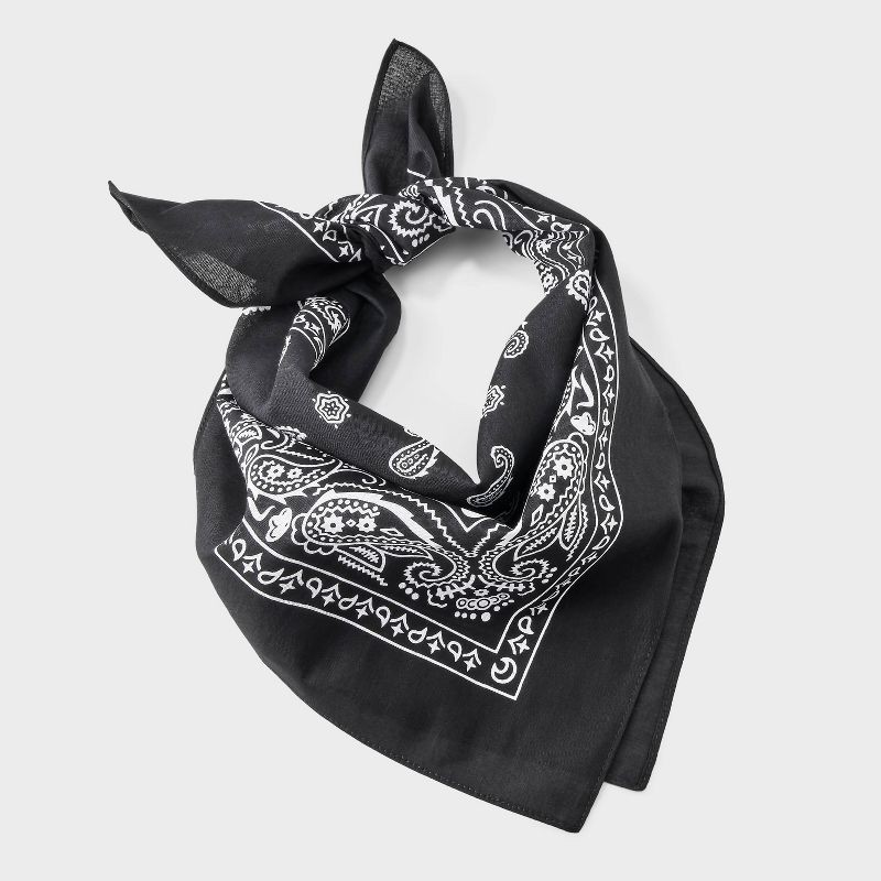 slide 2 of 4, Cotton Paisley Border Bandana Scarf - Universal Thread™ Black, 1 ct