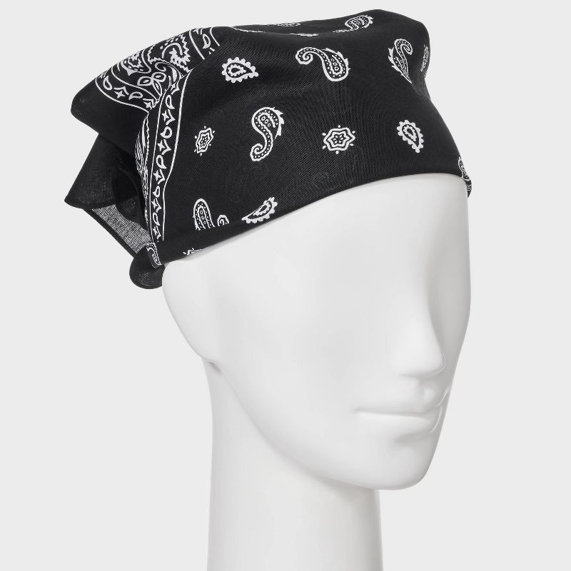 slide 3 of 4, Cotton Paisley Border Bandana Scarf - Universal Thread™ Black, 1 ct