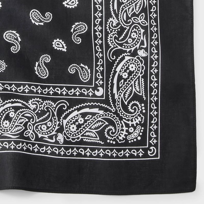 slide 4 of 4, Cotton Paisley Border Bandana Scarf - Universal Thread™ Black, 1 ct