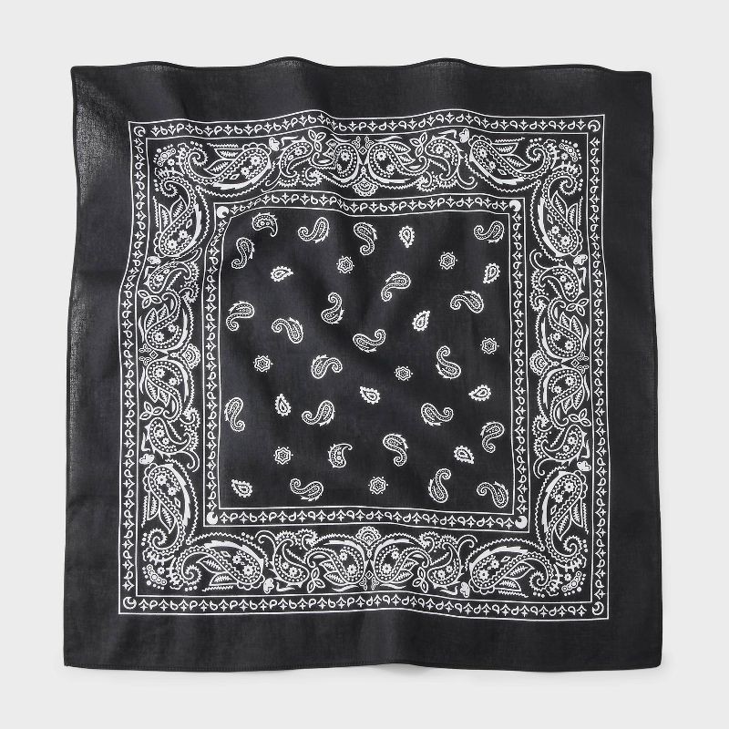 slide 1 of 4, Cotton Paisley Border Bandana Scarf - Universal Thread™ Black, 1 ct