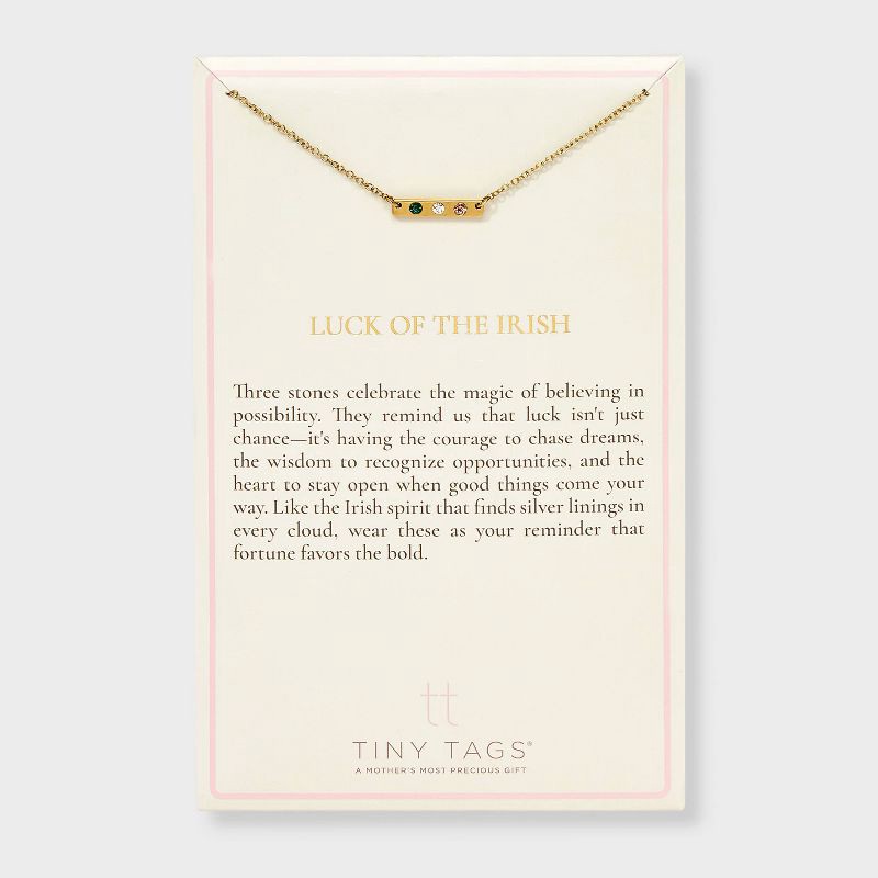 slide 3 of 6, Tiny Tags 14K Gold Ion Plated Ireland Bar Necklace, 1 ct