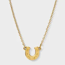 Tiny Tags 14K Gold Ion Plated Horseshoe Necklace