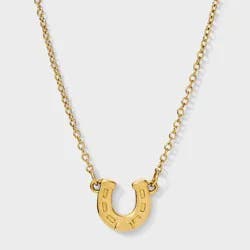 Tiny Tags 14K Gold Ion Plated Horseshoe Necklace