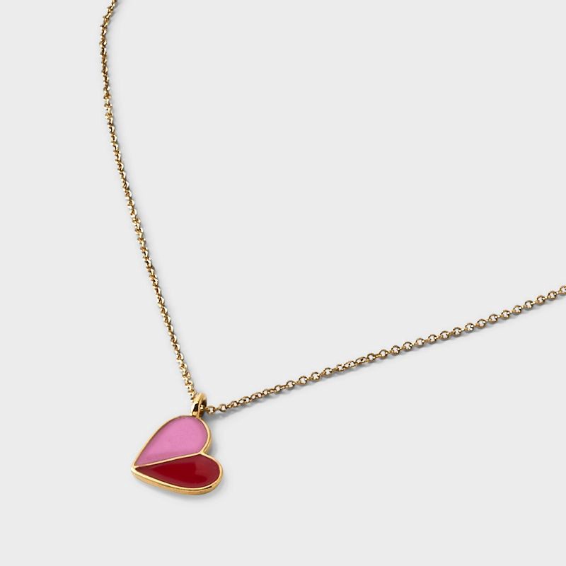 slide 5 of 5, Tiny Tags 14K Gold Ion Plated Two-Tone Valentines Heart Necklace, 1 ct