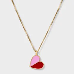 Tiny Tags 14K Gold Ion Plated Two-Tone Valentines Heart Necklace
