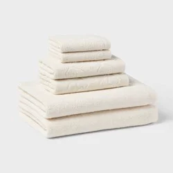 6pc Everyday Bow Dorm Towel Set Ivory - Room Essentials™