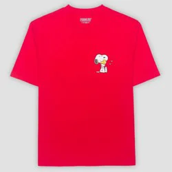 Men's Peanuts Snoopy and Woodstock Short Sleeve Graphic T-Shirt - Red M