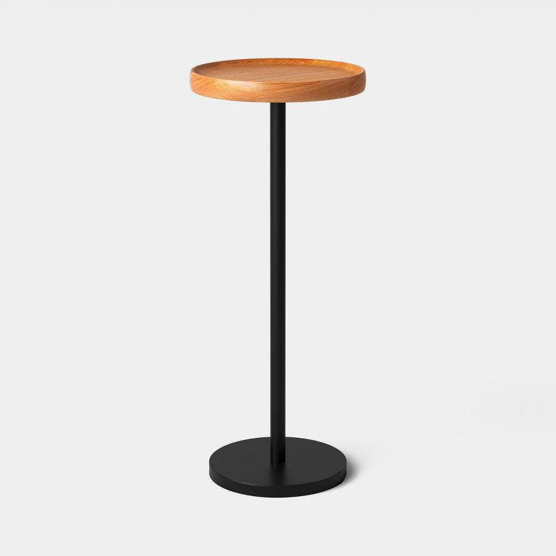 slide 1 of 4, Metal and Wood Round Drink Table Brown - Room Essentials™ Fully Assembled, 1 ct