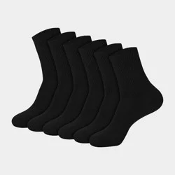 Hanes Premium Women's 6pk Cool Comfort Breathable Crew Socks - Black 5-9