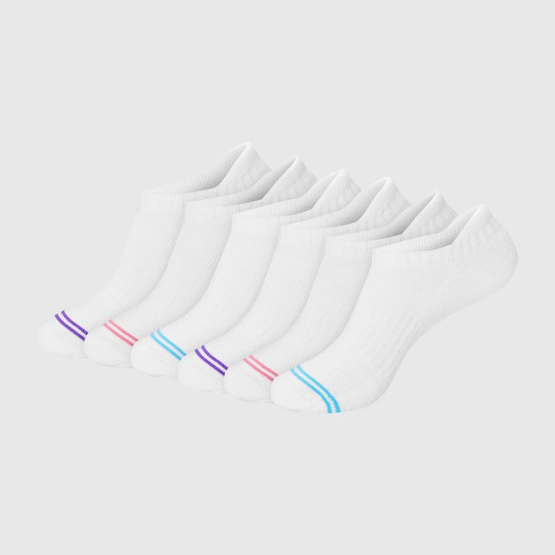 slide 1 of 5, Hanes Premium Women's 6pk Cool Comfort Cushioned Heel Tab Socks - White 5-9, 6 ct