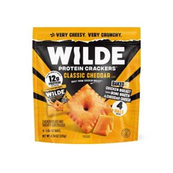 WILDE 12g Protein Crackers - Classic Cheddar - 4ct: 4.24 oz, Ready to Eat