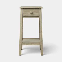 Room Essentials Narrow Traditional Side Table with One Drawer and Shelf Natural - Fully Assembled