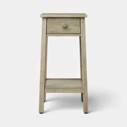 Room Essentials Narrow Traditional Side Table with One Drawer and Shelf Natural - Fully Assembled