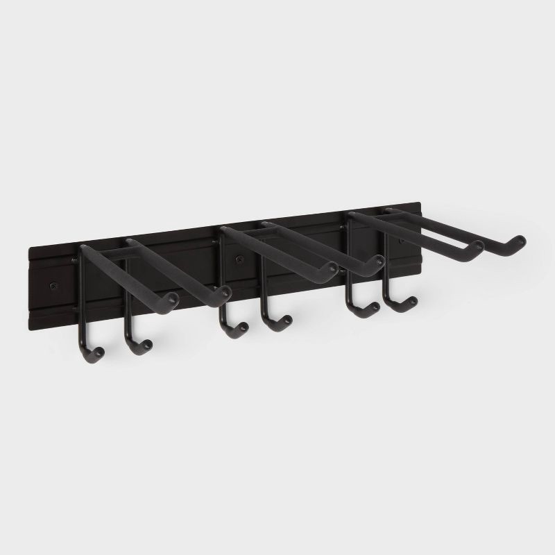 slide 1 of 3, 18" Steel Rail with 3 Double Storage Hooks Black - Brightroom™, 1 ct