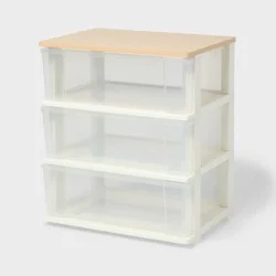 3 Drawer Rolling Tower with Natural Finish Top - Brightroom™