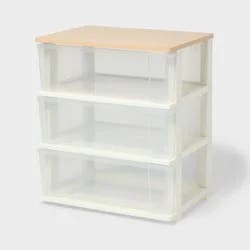 3 Drawer Rolling Tower with Natural Finish Top - Brightroom™