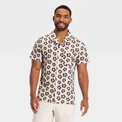 Men's Hibiscus Print Grid Woven Button-Down Shirt - All In Motion™ White XL