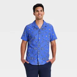 Men's Grid Woven Button-Down Shirt - All In Motion™ Sapphire Blue L