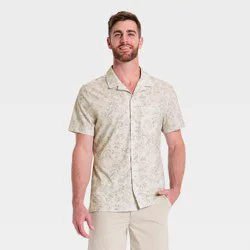 Men's Seersucker Button-Down Shirt - All In Motion™ Cream M