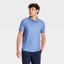 Men's Horizontal Striped Jersey Polo Shirt - All In Motion™ Blue L