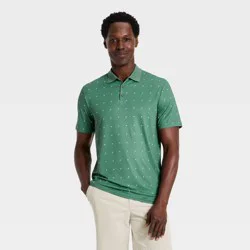 Men's Short Sleeve Textured Polo Shirt - All In Motion™ Pine Green L
