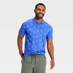 Men's Short Sleeve Textured Polo Shirt - All In Motion™ Daytime Blue L