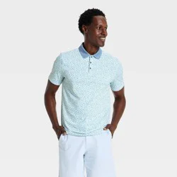 Men's Short Sleeve Textured Athletic Polo Shirt - All In Motion™ True White L