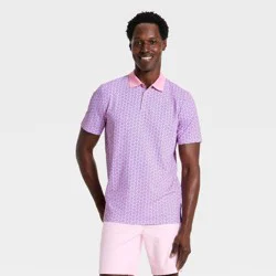 Men's Short Sleeve Textured Polo Shirt - All In Motion™ Nice Pink M