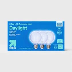 3pk 60W G25 Clear LED Bulb Cool White - up&up™