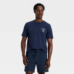 Men's Cotton Graphic T-Shirt - All In Motion™ Starless Night Blue M