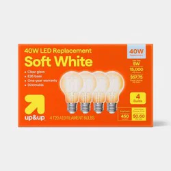 4pk A19 Filament Clear Glass 40W Light Bulbs Warm - up&up™