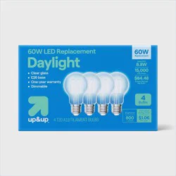 4pk A19 Filament Clear Glass 60W Light Bulb Cool - up&up™