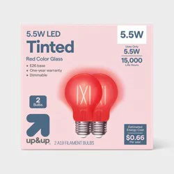 2pk A19 Colored Light Bulb Red - up&up™