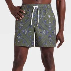 Men's Bandana Print Woven Hybrid Shorts - All In Motion™ Dark Olive Green XXL