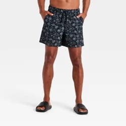 Men's Palm Print Woven Hybrid Shorts - All In Motion™ Black S