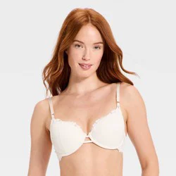 Women's Lace Lightly Lined Demi Bra - Auden™ Gesso White 34C