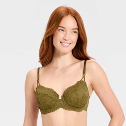 Women's Lace Unlined Balconette Bra - Auden™ Olive Green 34B