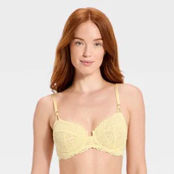 Women's Lace Unlined Balconette Bra - Auden™ Yellow 36B