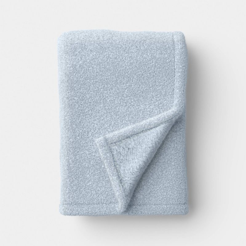 slide 1 of 5, 50"x70" Heathered Comfort Plush Throw Blue/White - Room Essentials™, 1 ct