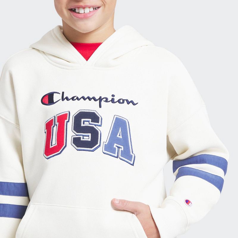 slide 3 of 4, Champion Boys' Oversized Fleece Hoodie - Cream XL, 1 ct
