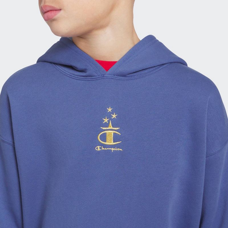 slide 3 of 4, Champion Boys' Oversized Fleece Hoodie - Blue S, 1 ct