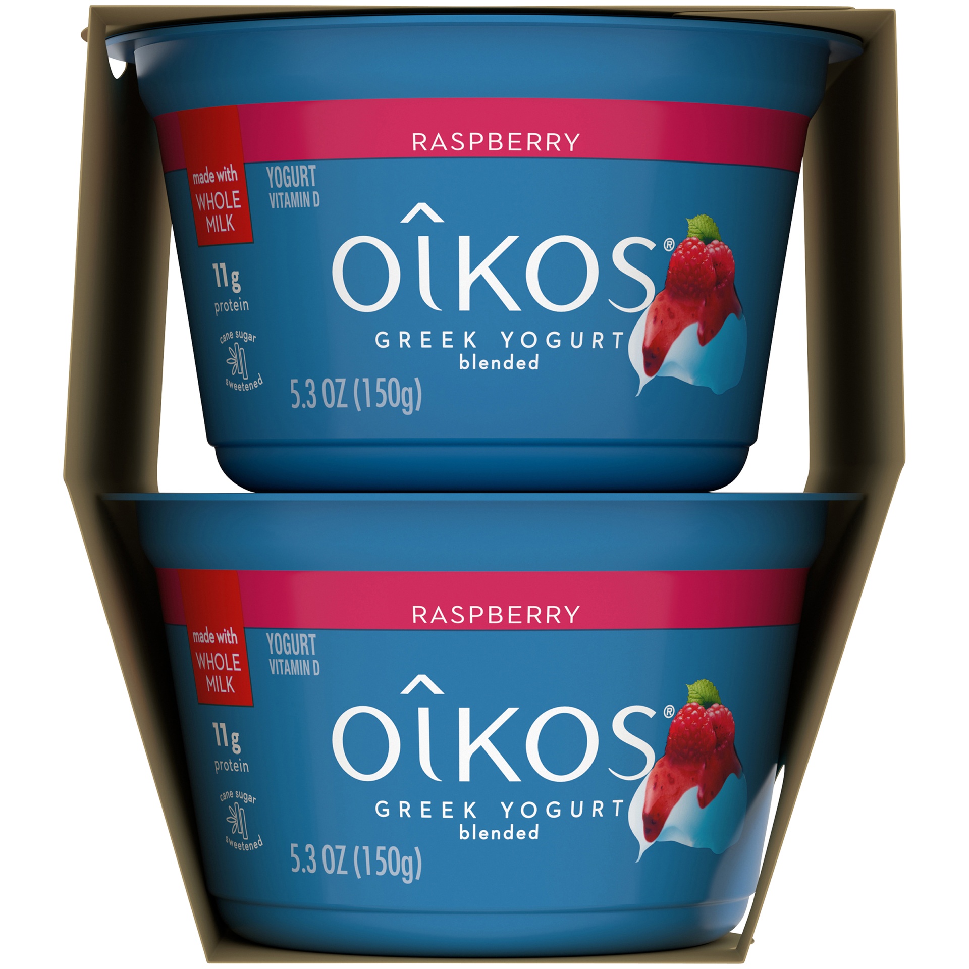 slide 2 of 5, Oikos Whole Milk Raspberry Greek Yogurt Cups, 4 ct; 5.3 oz