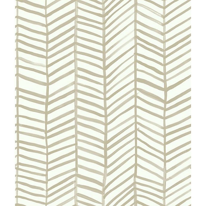 slide 2 of 9, RoomMates Cat Coquillette Herringbone Peel & Stick Wallpaper - Tan/White, 1 ct