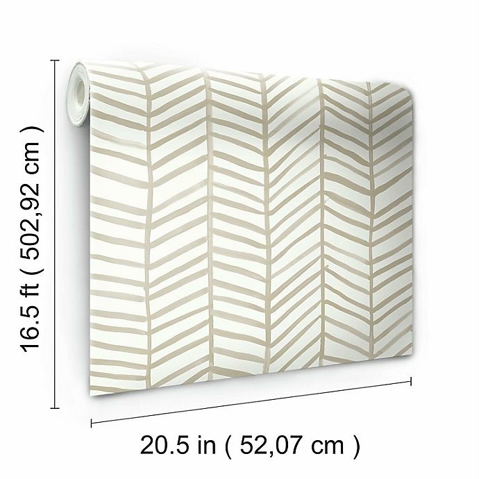 slide 5 of 9, RoomMates Cat Coquillette Herringbone Peel & Stick Wallpaper - Tan/White, 1 ct