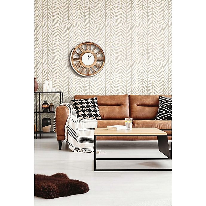 slide 7 of 9, RoomMates Cat Coquillette Herringbone Peel & Stick Wallpaper - Tan/White, 1 ct