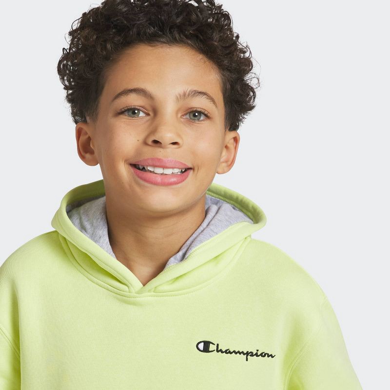 slide 4 of 4, Champion Boys' Signature Fleece Hoodie - Lemon Yellow L, 1 ct